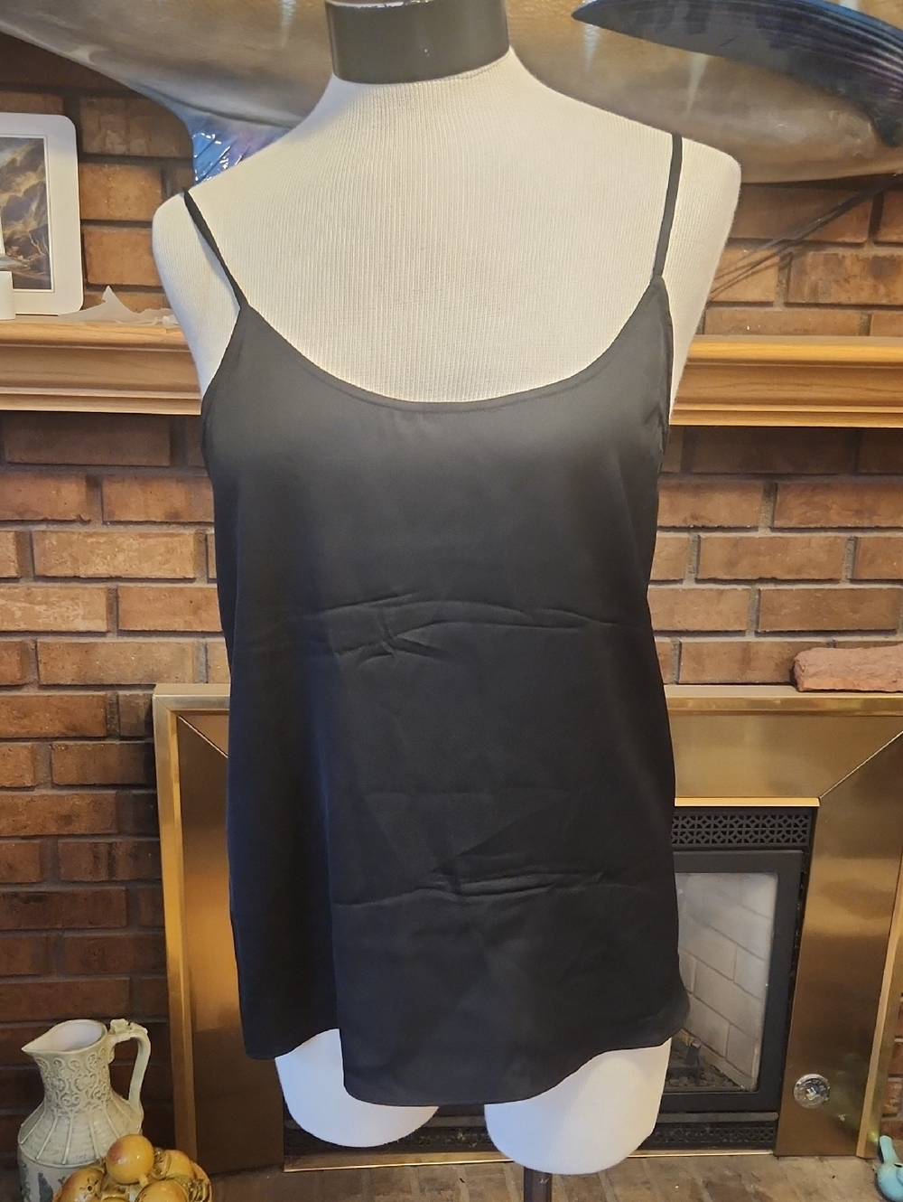 Quince 100%  Silk Black Cami Top Size Medium Undershirt Base Layer Luxury Soft